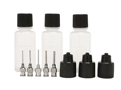3 Applicator Bottles Set 5 Ss Metal Syringe Tips Henna Glue Paint Jagua Gel Food