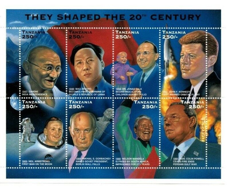 Tanzania 1996 - Famous People Of The 20th Century - Gandhi, Jfk, Mandela - Mnh