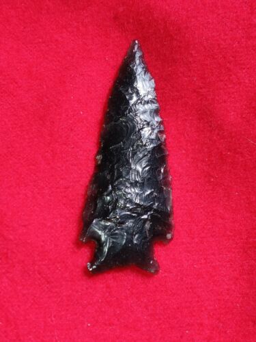 👉 Super Thin 1 3/4" Oregon Elko Eared Arrowhead Translucent Obsidian 👈