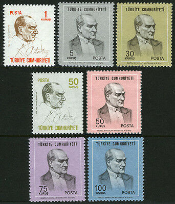 Turkey 1832-1838, Mi 2163-2164,2168a-2172a, Mnh. Kemal Ataturk, Signature, 1970