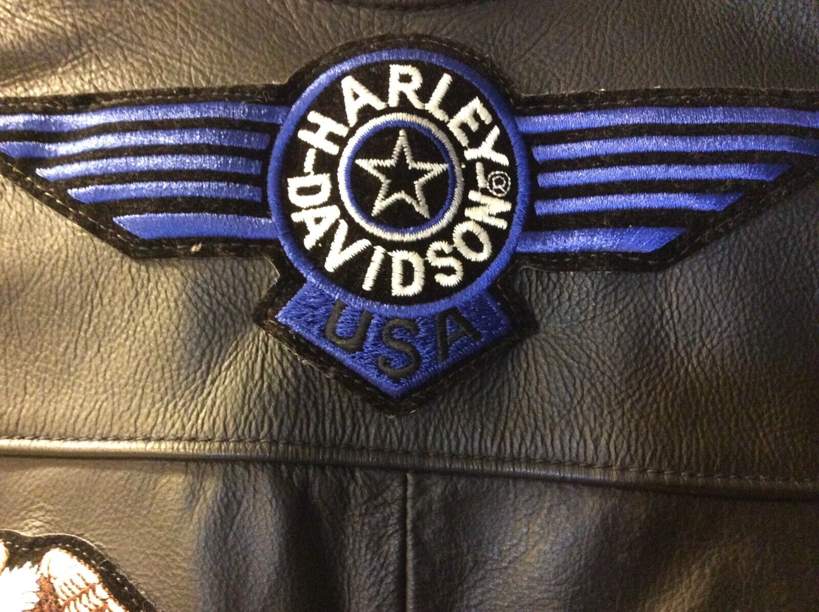 Harley Davidson Leather Vest With Pins And Patches