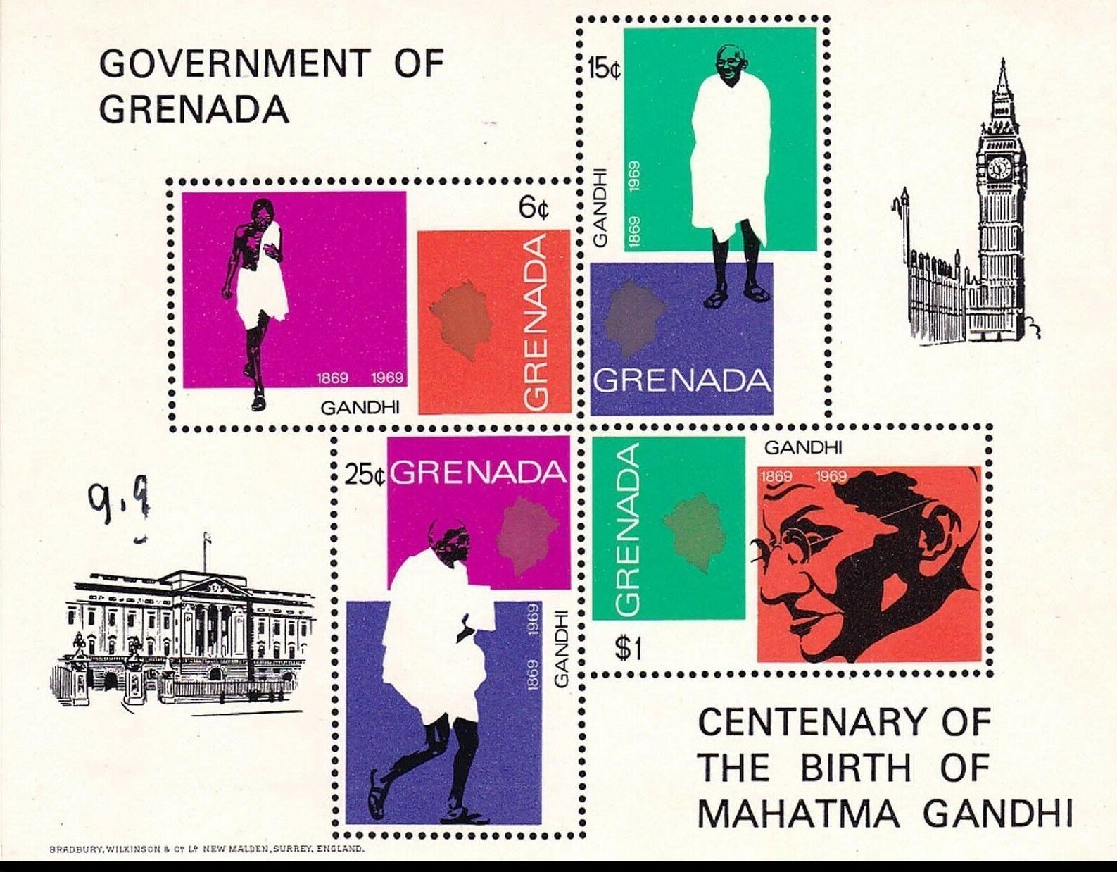 Grenada - 1969 Birth Centenary Of Mahatma Gandhi - Miniature Sheet Mnh