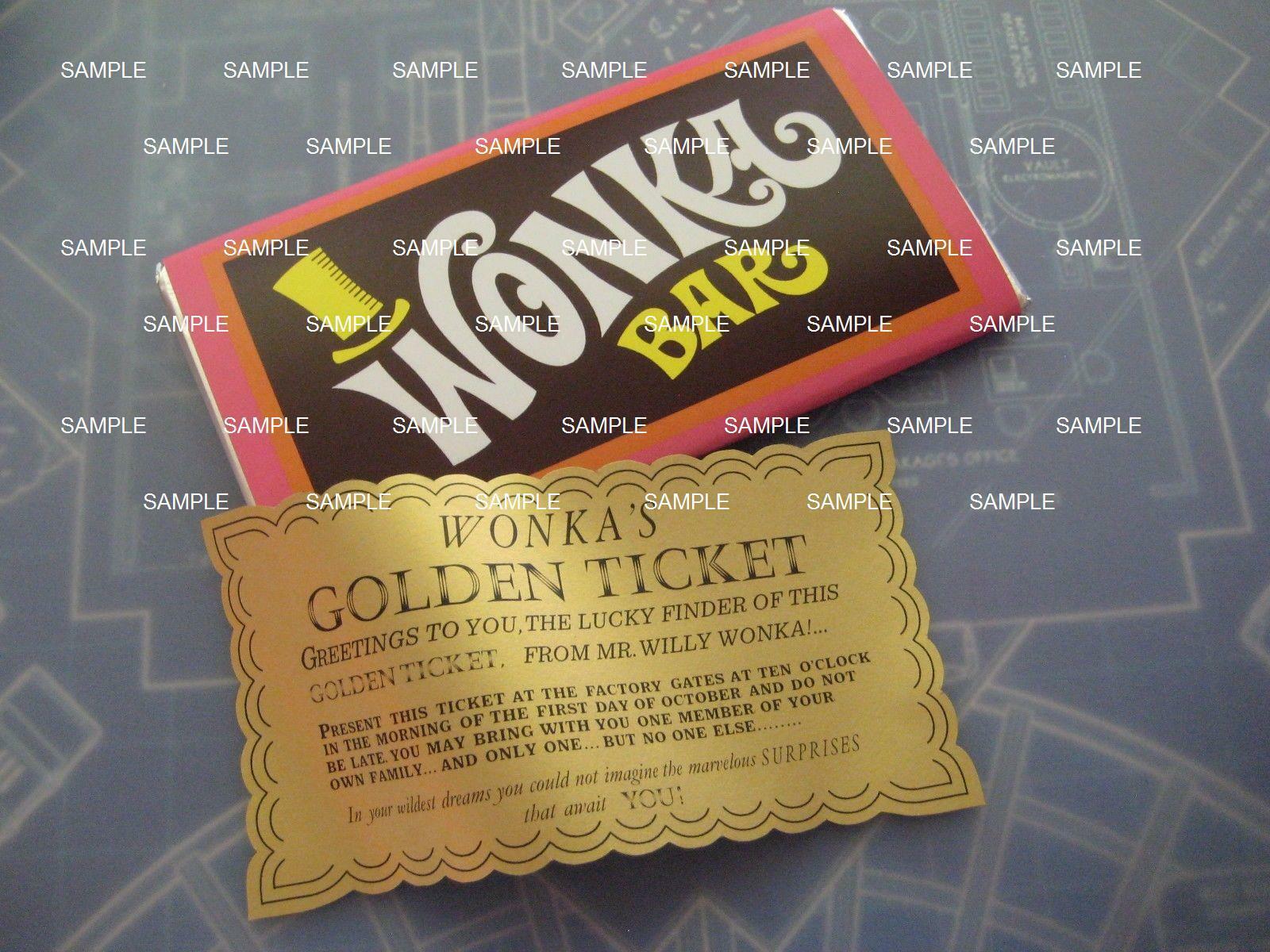 Willy Wonka & Chocolate Factory Replica Wonka Bar And Golden Ticket /gene Wilder