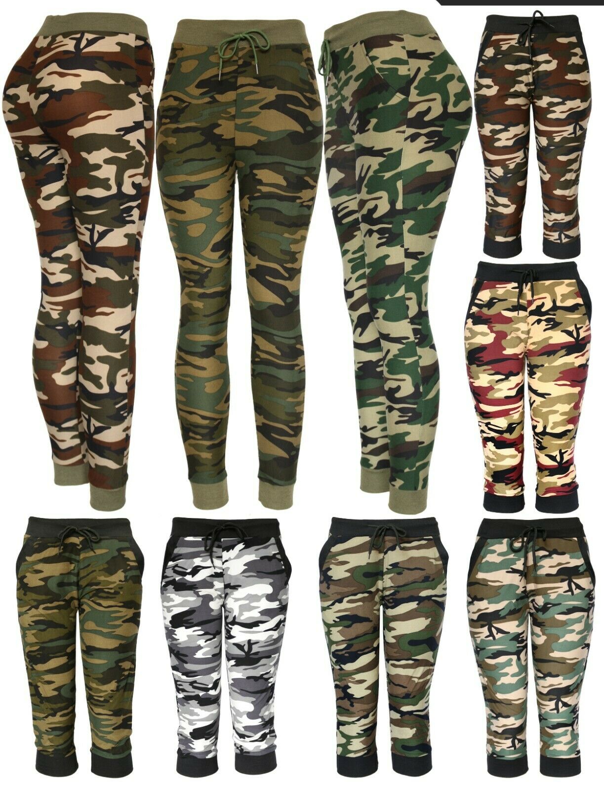 Womens Army Joggers Pants Casual Sweatpants Full And Capri Length