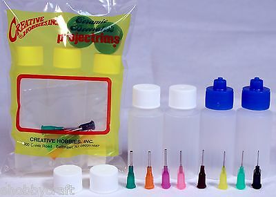 Multi Purpose Precision Henna Applicator Super Set, 4 Bottles, 8 Tips, 6 Caps
