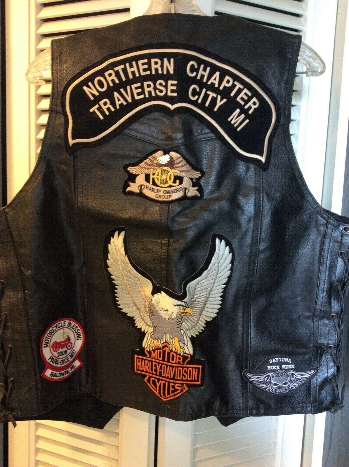 Harley Davidson Leather Club Michigan Chapter Vest Excellent Condition