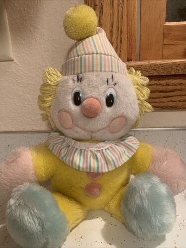 Vtg Dakin 13" Pastel Clown Musical Plush Stuffed Toy Whistle Happy Tune 1984